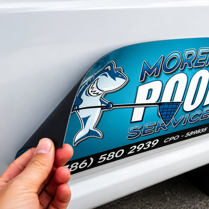 Peeling off a pool service magnet
